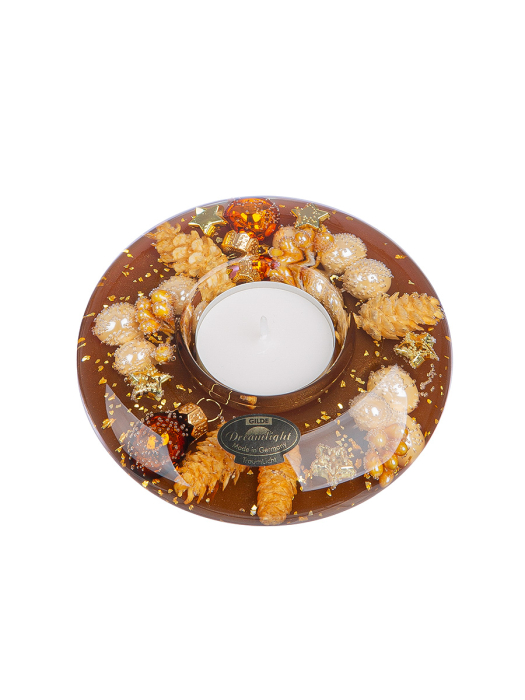 Suport lumanare Dreamlight, tip pastila, Ufo Mini, „Cozy Night”, sticla, maro, PU 6, H 4 cm, A. 10,5 cm [3]