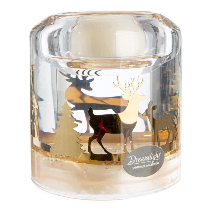 Suport lumanare Dreamlight, tip tealight, Candela Smart, „Forest”, sticla, negru, auriu, PU 6, H 8 cm, A. 7 cm [4]