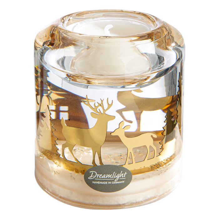 Suport lumanare Dreamlight, tip tealight, Candela Smart, „Forest”, sticla, negru, auriu, PU 6, H 8 cm, A. 7 cm [2]