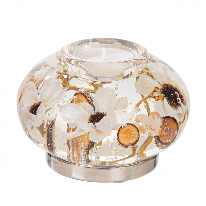 Suport lumânare Dreamlight, tip tealight, Contessa, sticlă, bej, PU 4, L. 11 cm, l. 11 cm, H 8 cm [2]