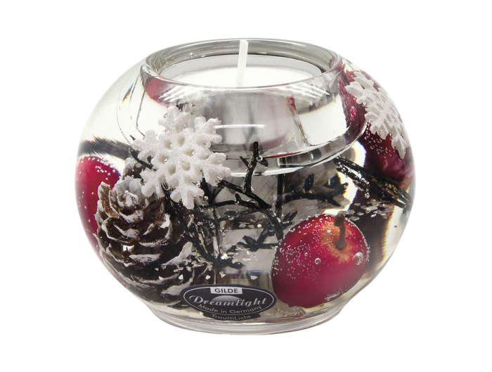 Suport lumanare Dreamlight, tip tealight, Mercur Smart, „Winter Berries”, sticla, transparent, rosu, PU 6, H 6 cm, A. 8 cm [3]