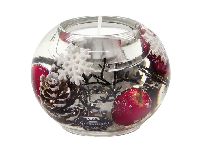 Suport lumanare Dreamlight, tip tealight, Mercur Smart, „Winter Berries”, sticla, transparent, rosu, PU 6, H 6 cm, A. 8 cm [2]
