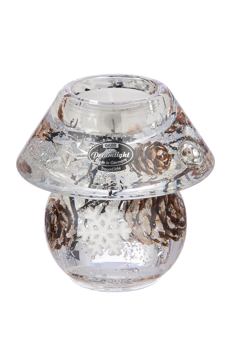 Suport lumanare Dreamlight, tip tealight, Noblesse Mini, „Winter Story”, motiv fulg de zapada, sticla, maro, transparent, PU 6, L. 9,5 cm, latime 10 cm, inaltime 9,5 cm [2]