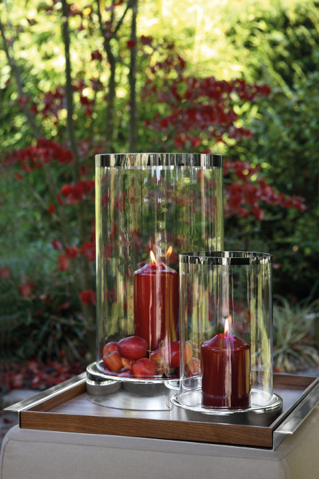 Suport lumanare Empire, Sticla/Fier nichelat, Argintiu, 44x25 cm [6]