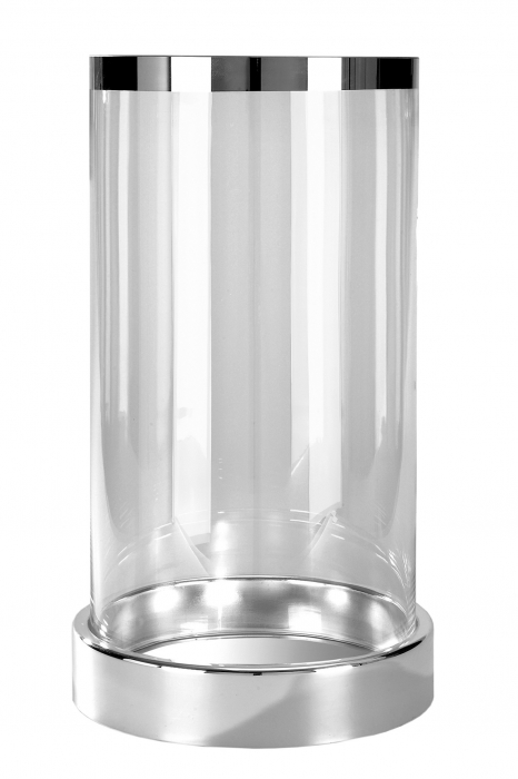 Suport lumanare Empire, Sticla/Fier nichelat, Argintiu, 44x25 cm [8]