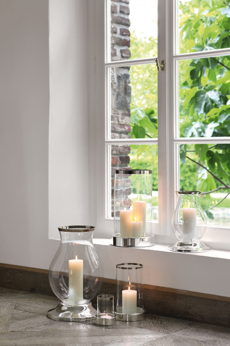 Suport lumanare Empire, Sticla/Fier nichelat, Argintiu, 44x25 cm [3]