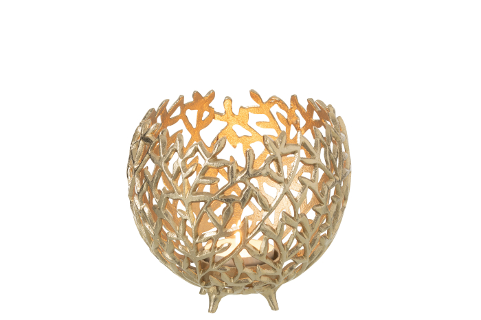 Suport lumanare frunza aluminiu, auriu L | L 20X l 20X H 18 cm [3]