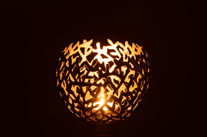 Suport lumanare frunza aluminiu, auriu L | L 20X l 20X H 18 cm [4]