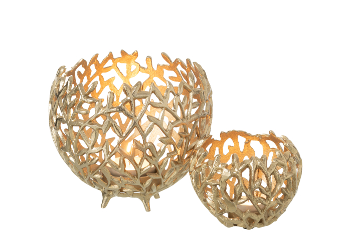 Suport lumanare frunza aluminiu, auriu L | L 20X l 20X H 18 cm [5]