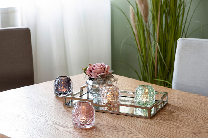 Suport lumanare Glossy, Sticla, Gri , 9x9 cm [3]