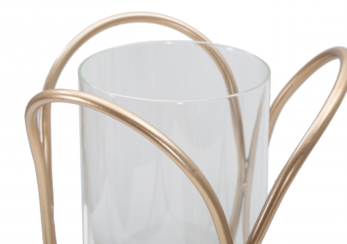 Suport lumanare Glox, Fier/Sticla, Auriu/Transparent, 21.5x16x16 cm [3]
