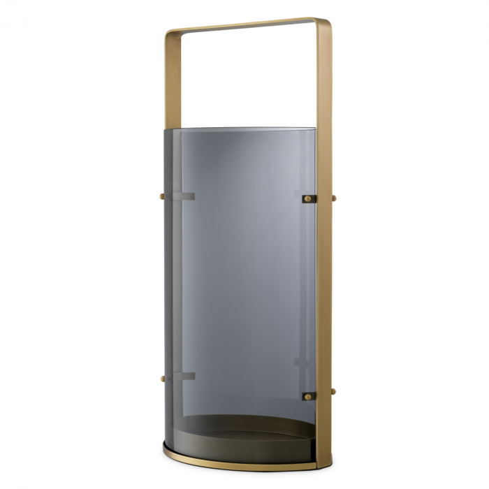 Suport lumanare Hurricane, Reid L, finisaj din alamă cu aspect vintage, Dims: L. 21 | W. 29.5 | H. 65 (CM) [2]