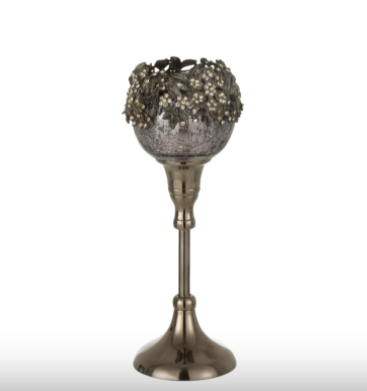 Suport lumanari, Aluminiu, Gri, 9x9x24 [2]