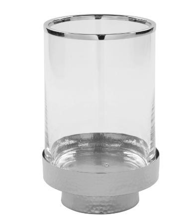 Suport lumanare Kalux, Sticla/Fier nichelat, Transparent/Argintiu, 27x16 cm [3]