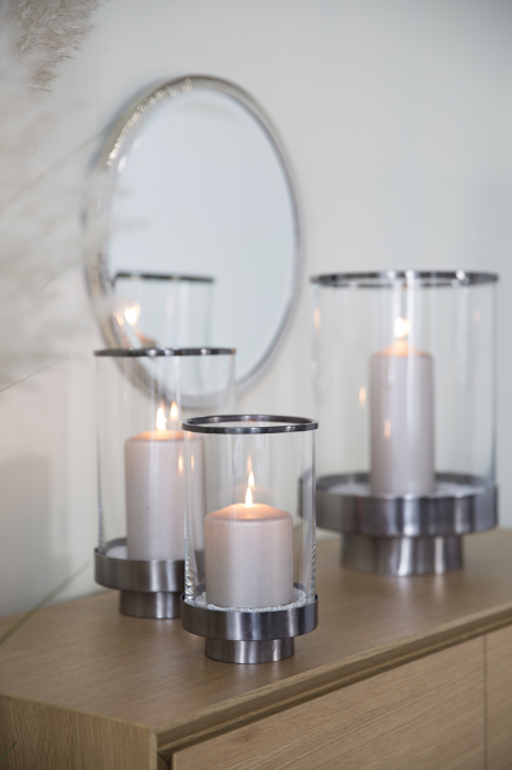 Suport lumanare Kalux, Sticla/Fier, Transparent/Gri, 21x12.50 cm [2]