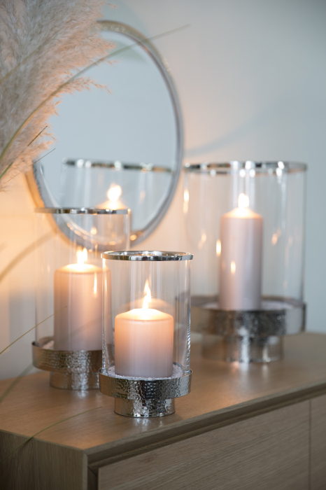 Suport lumanare Kalux, Sticla/Fier, Transparent/Gri, 27x16 cm [2]