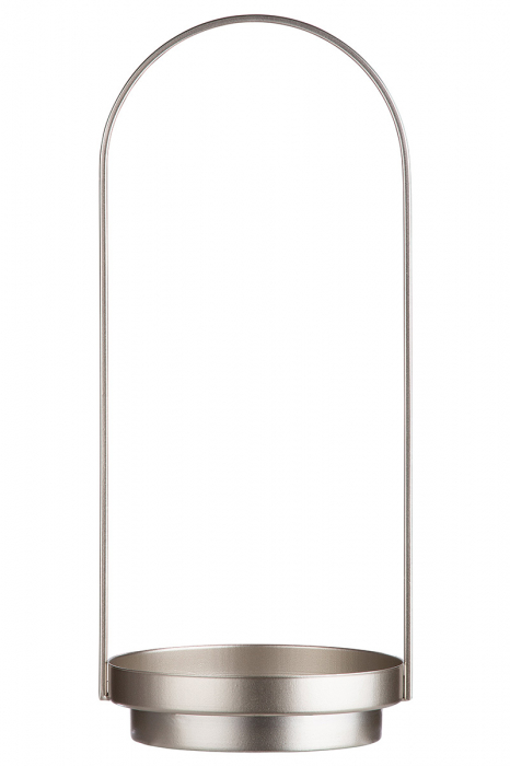 Suport lumanare Lantern, Metal/Sticla, Argintiu/Transparent, 46.5x23x48.5 cm [2]