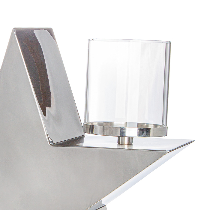 Suport lumanare, „Leuchtstern”, otel inoxidabil, culoare argintie, PU 1, L. 12 cm, l. 38,5 cm, H 37 cm [2]