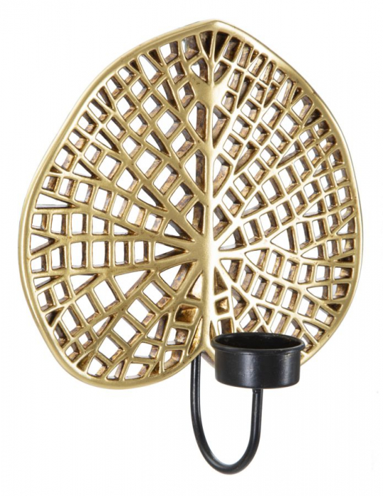 Suport lumanare Lotus, rasina/fier, auriu/negru, 20X8X22.2 cm [3]