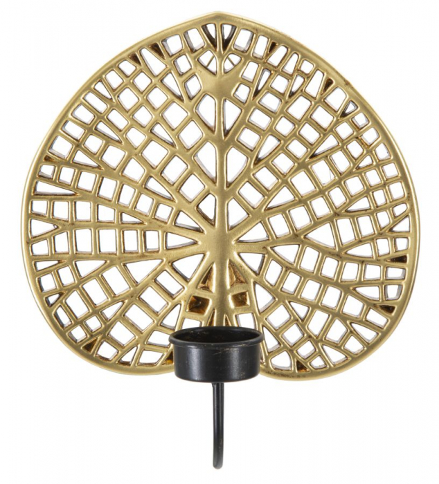 Suport lumanare Lotus, rasina/fier, auriu/negru, 20X8X22.2 cm [2]