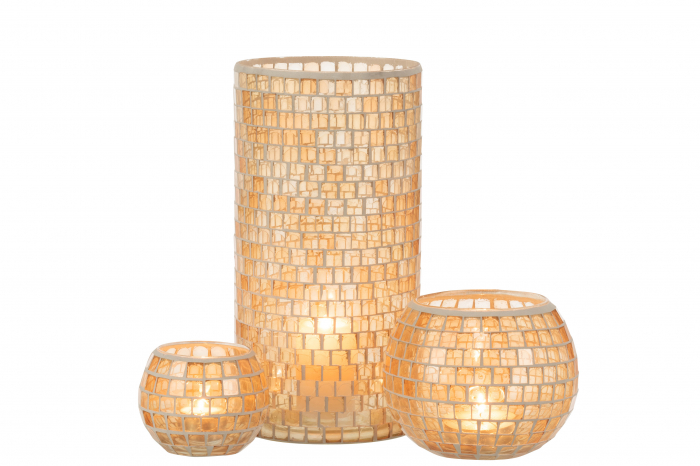 Suport lumanare Mosaic, Sticla, Orange, 15x15x29 cm [5]