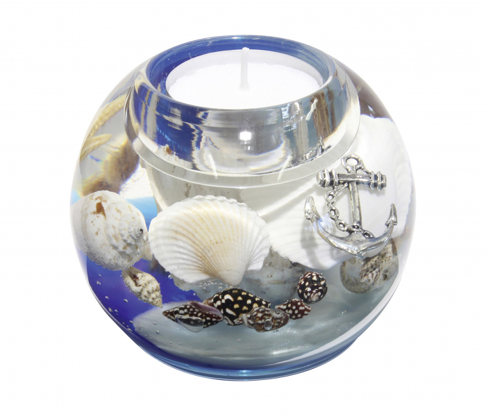 Suport lumanare Ocean, sticla, multicolor, 8x9 cm [2]