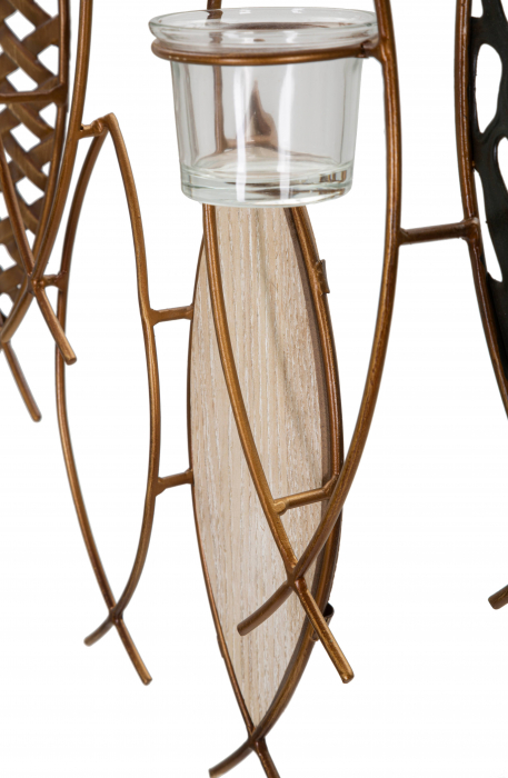 Suport lumanare pentru perete Fish, Fier/Sticla, Multicolor, 40.5x66x9 cm [2]