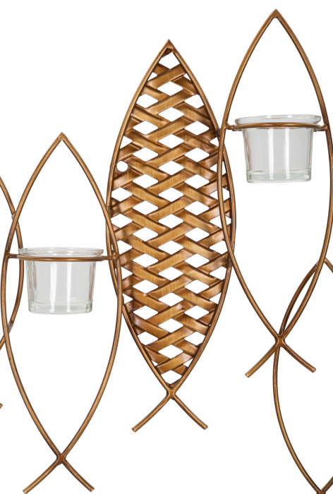 Suport lumanare pentru perete Fish, Fier/Sticla, Multicolor, 40.5x66x9 cm [4]