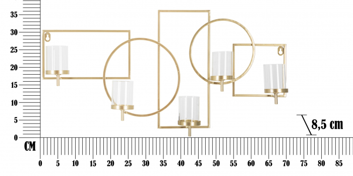 Suport lumanare pentru perete Marie, Fier/Sticla, Auriu, 36x70x8.5 cm [6]