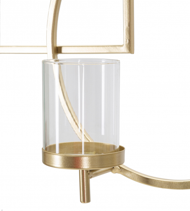 Suport lumanare pentru perete Marie, Fier/Sticla, Auriu, 36x70x8.5 cm [3]