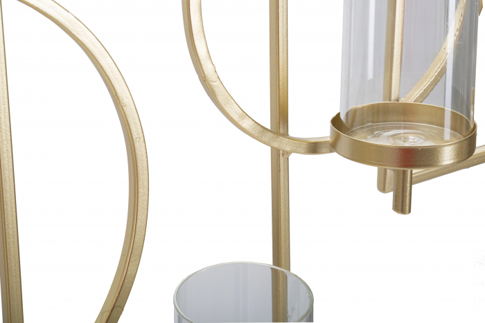 Suport lumanare pentru perete Marie, Fier/Sticla, Auriu, 36x70x8.5 cm [2]