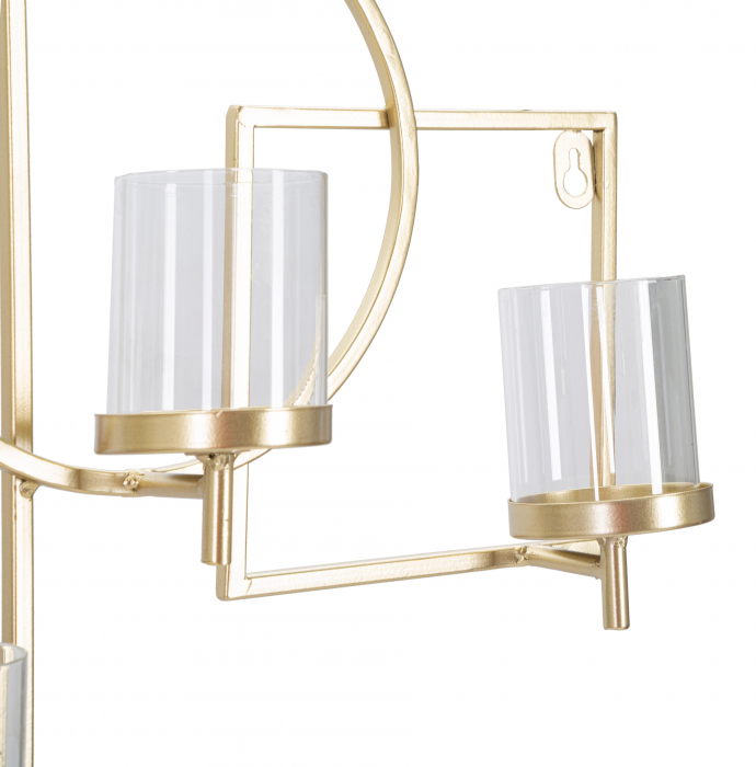 Suport lumanare pentru perete Marie, Fier/Sticla, Auriu, 36x70x8.5 cm [4]