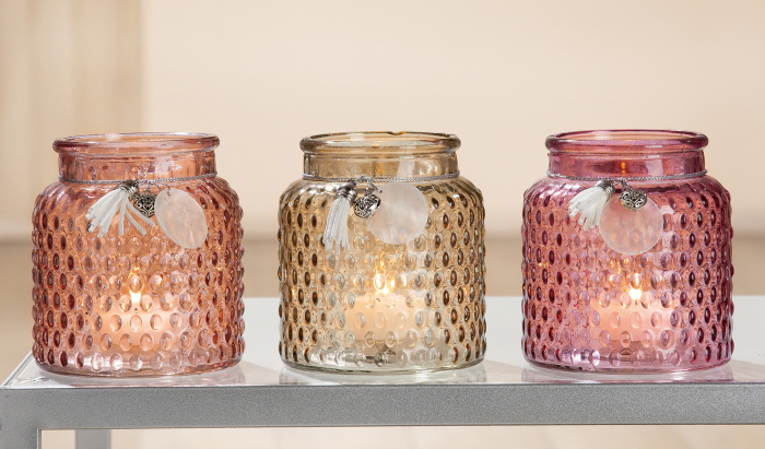 Set 3 suporturi lumanare Pustola, sticla, multicolor, 11,5x10 cm [2]