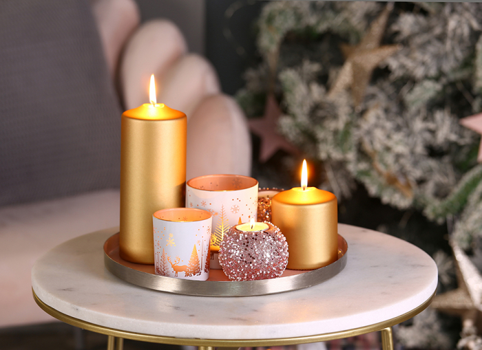 Suport lumanare Rose Nuggets, sticla, roz, 6x8 cm [6]