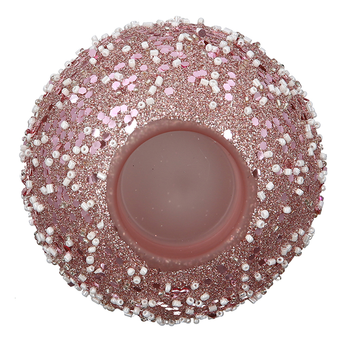 Suport lumanare Rose Nuggets, sticla, roz, 8x10 cm [5]