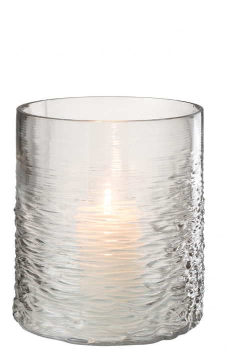 Suport lumanare Sea, Sticla, Gri/Transparent, 20.5x20.5x22 cm [2]