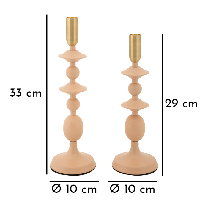 Suport lumanare, Set de 2 buc. Gemini roz, ø 10x29-10x33 cm [5]