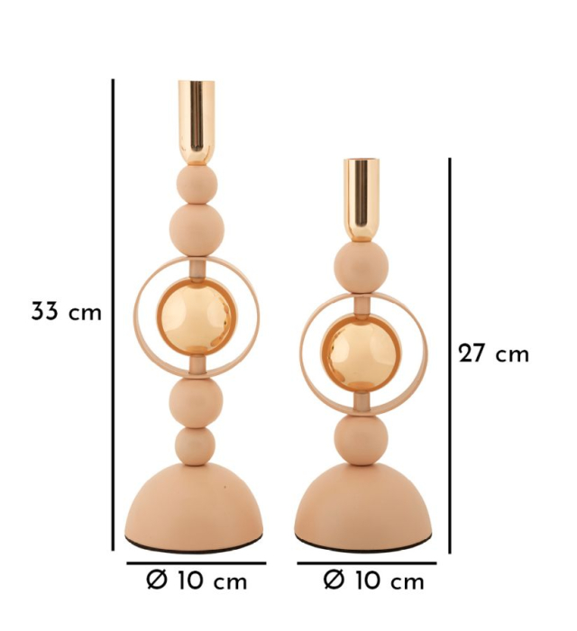 Suport lumanare, Set de 2 buc. Saturn roz cm ø 10x27-10x33 [5]