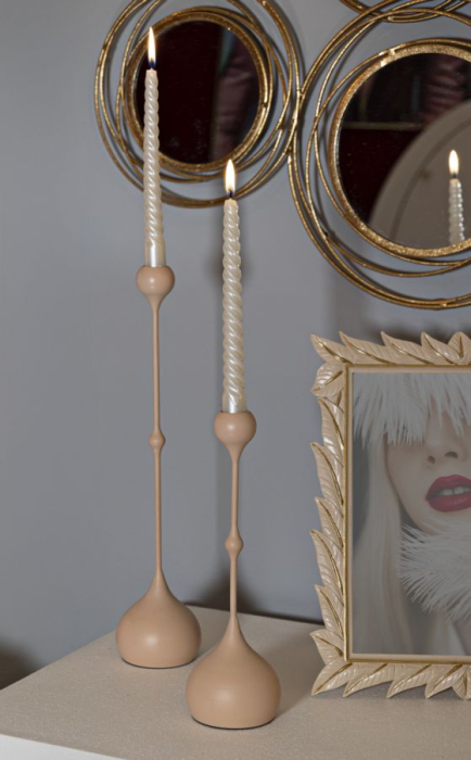 Suport lumanare, Set de 2 buc. Slimmy roz cm ø 8x26-8x37 [4]