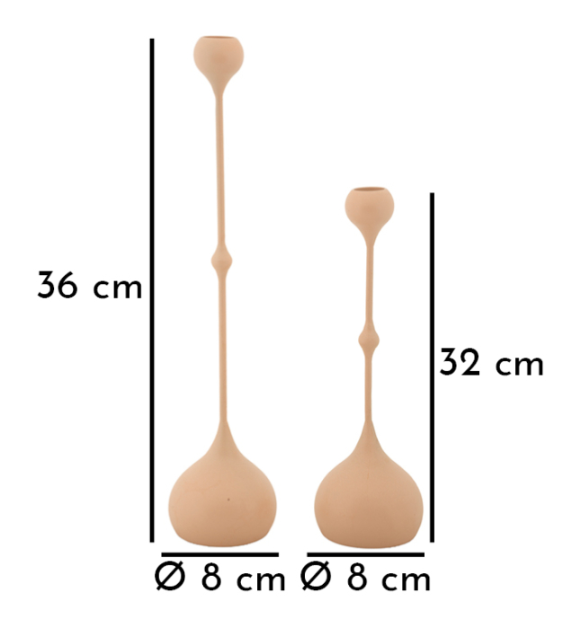 Suport lumanare, Set de 2 buc. Slimmy roz cm ø 8x26-8x37 [5]