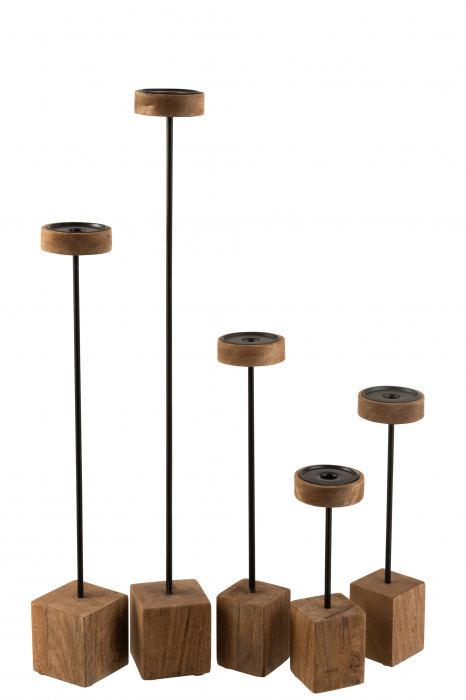 Suport lumanare Square, Lemn, Natural, 10x10x90 cm [2]