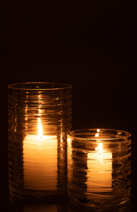 Suport lumanare Stripes, Sticla, Transparent, 12.5x12.5x22 cm [6]