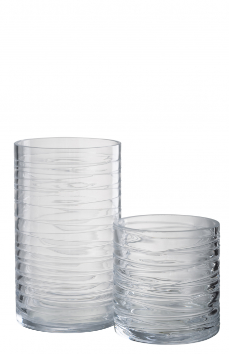 Suport lumanare Stripes, Sticla, Transparent, 12.5x12.5x22 cm [4]