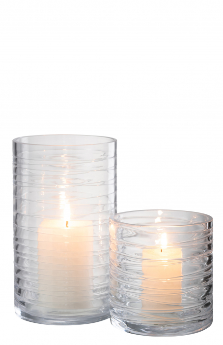 Suport lumanare Stripes, Sticla, Transparent, 12.5x12.5x22 cm [5]