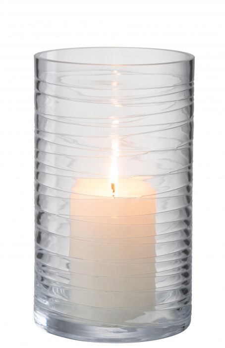 Suport lumanare Stripes, Sticla, Transparent, 12.5x12.5x22 cm [2]