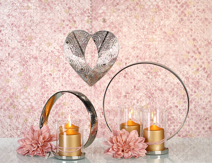 Suport lumanare suspendat PURE LOVE, metal, argintiu, 22x22x8 cm [5]