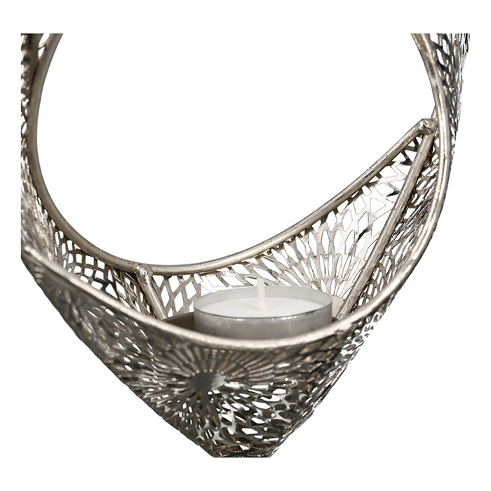 Suport lumanare suspendat PURE LOVE, metal, argintiu, 22x22x8 cm [3]