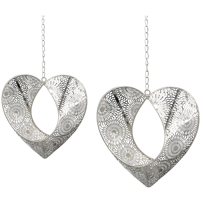 Suport lumanare suspendat PURE LOVE, metal, argintiu, 22x22x8 cm [2]