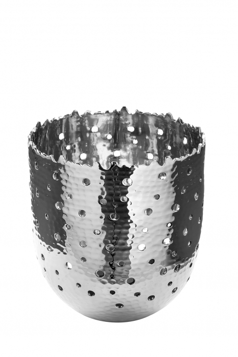 Suport lumanare Tiago, Aluminiu, Argintiu, 14x14 cm [2]