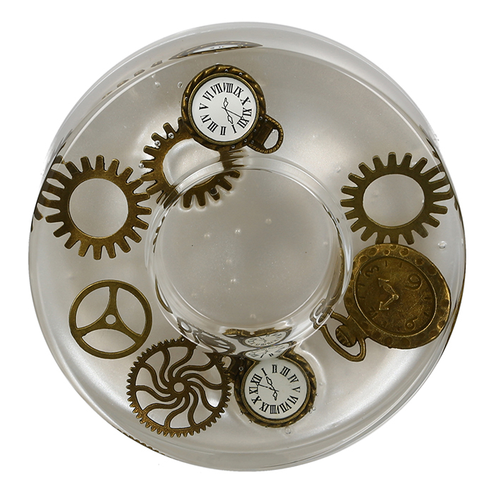 Suport lumanare TIME, sticla, 15x5 cm [2]